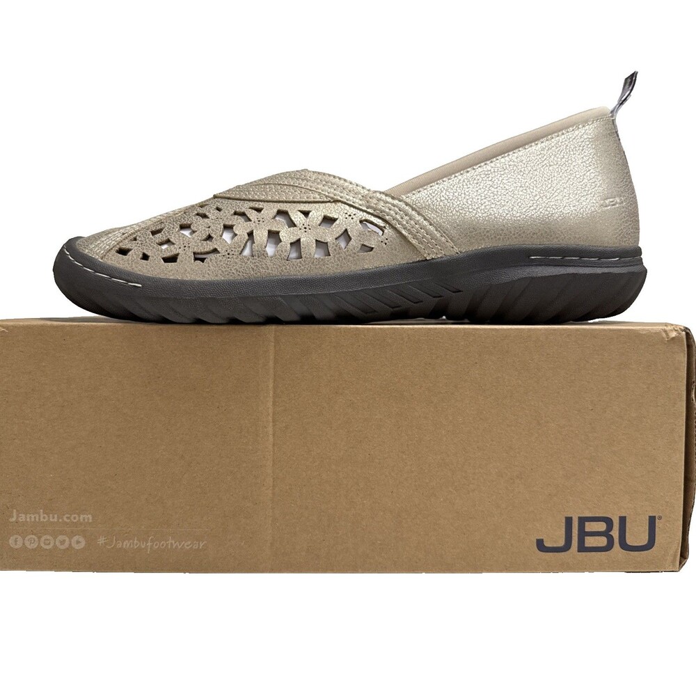 JBU by Jambu 12 Pecan Memory Foam Slip On Flat 12M EU 44 Champagne APMA NIB